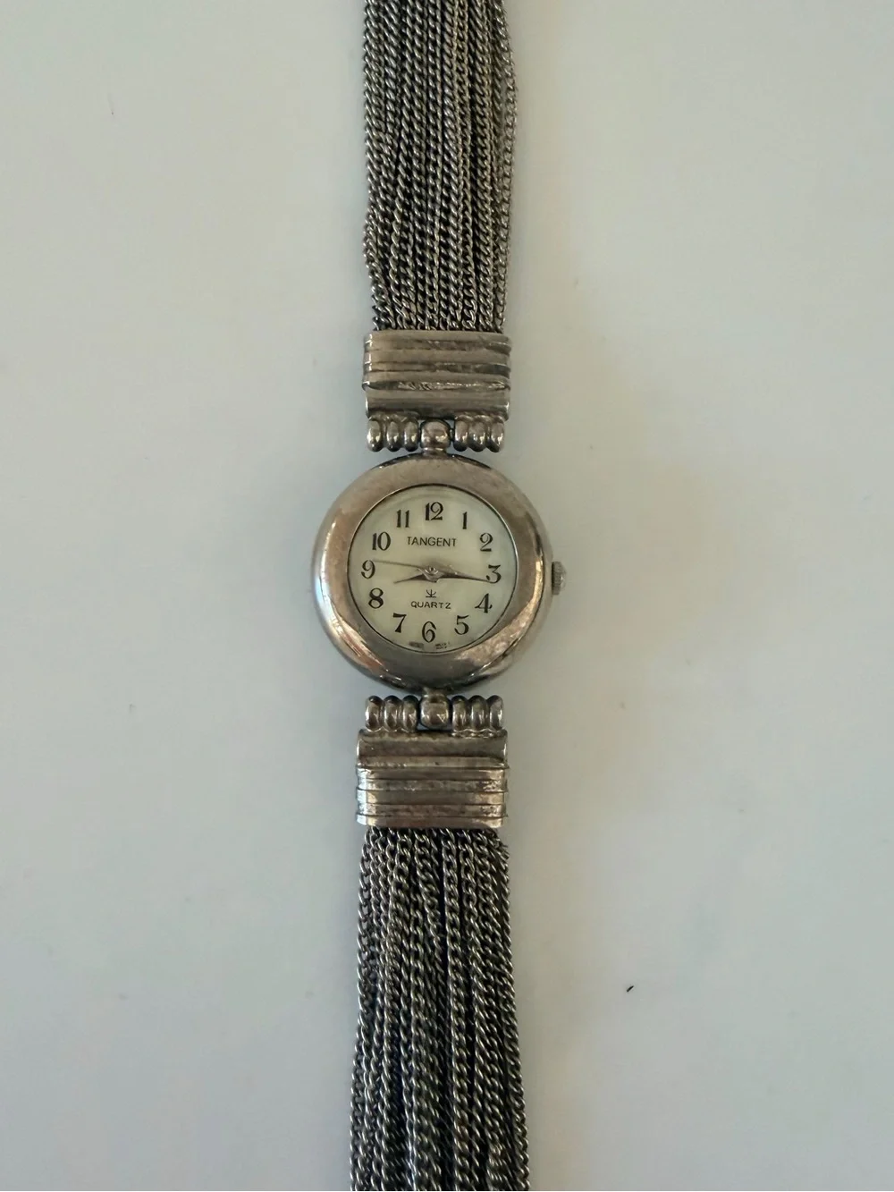 Tangent Silver-Tone Quartz Chain Link Watch